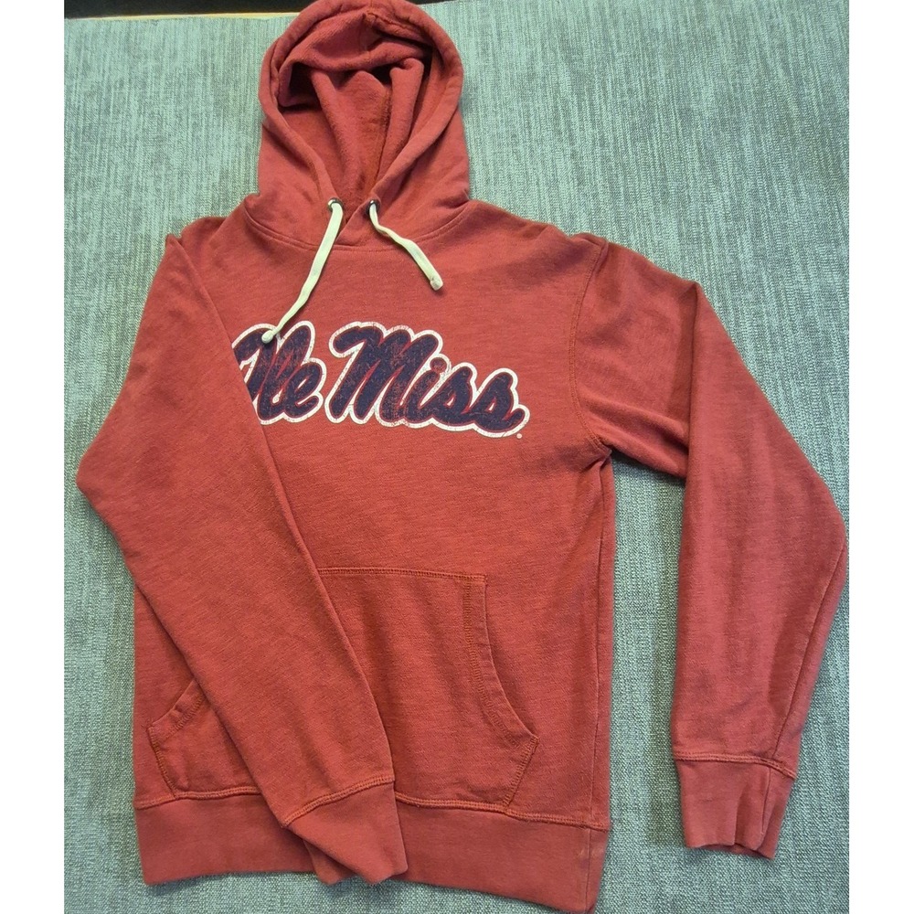 Ole Miss Rebels League Hoodie Red vintage wash Small pocket HYDR 100% Cotton